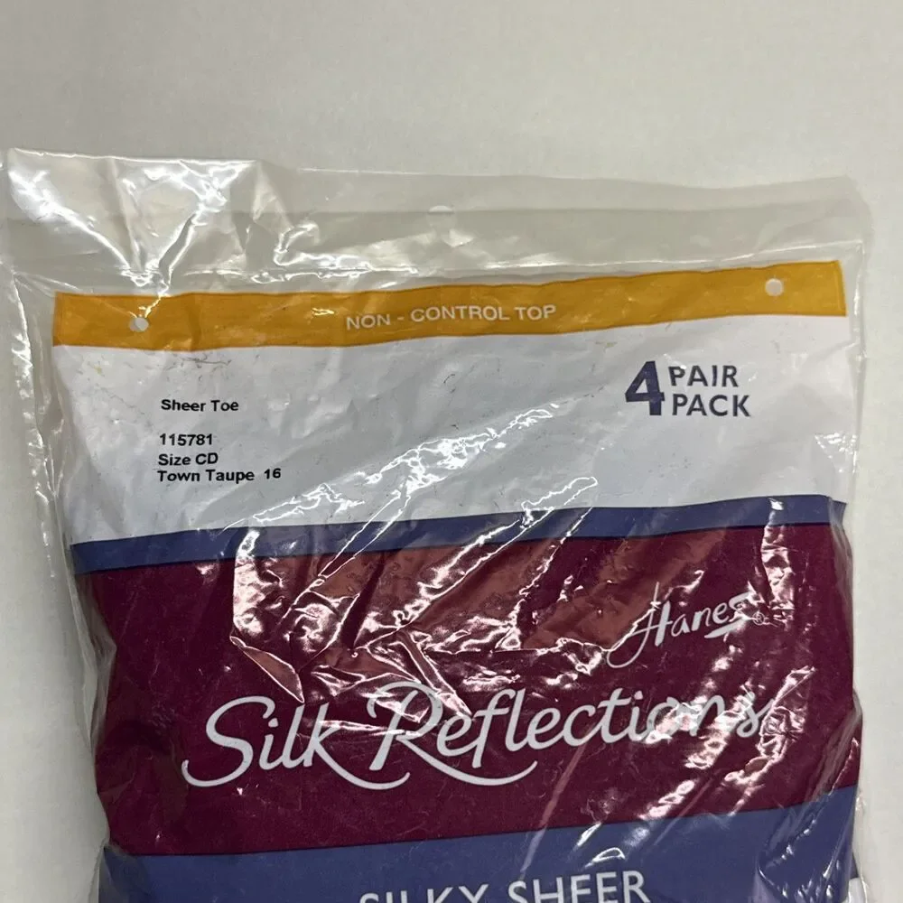 Hanes Silk Reflections Silky Sheer Non Control Top Town Taupe Size CD 4pk 115781